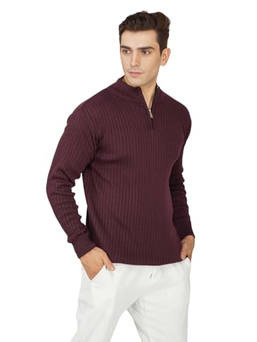 Image of LOQUE Men's Wool Blend Selection Sweater Half Zip High Neck Pullover Warm Casual Winter Wear for Office and Travel