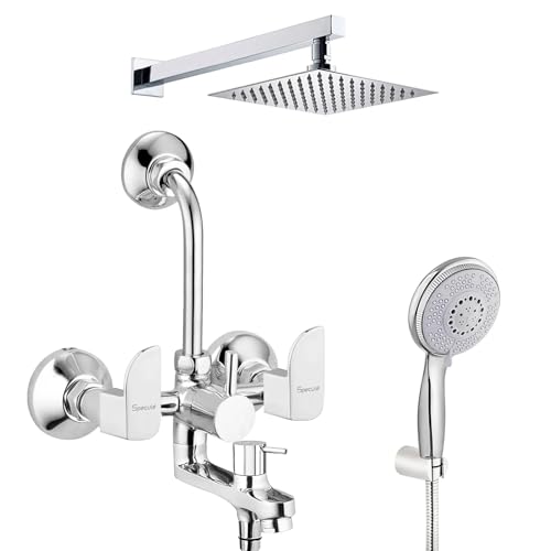 Image of Alive Series Brass, 3-in-1 Wall Mixer with Overhead Shower Set | Multi Flow Hand Shower Set | Mixer Tap For Bathroom | Shower Mixer For Bathroom
