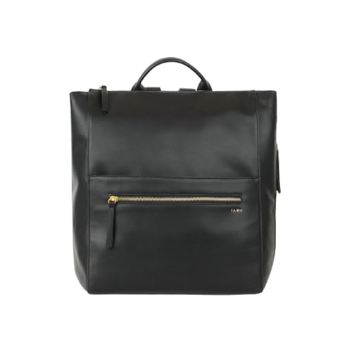 Image of FAWN DESIGN Diaper Bag, Square Faux Leather Diaper Bag Backpack, Adjustable Detachable Straps, 12 Pockets and Laptop Sleeve, Vegan Leather, Large Capacity Baby Bag for Mom, 15 x 12 x 8 inches, Black