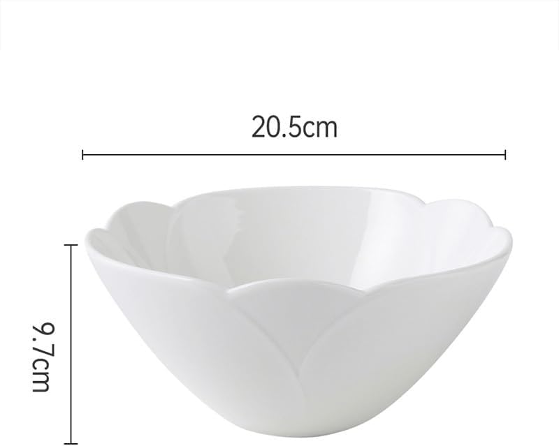 Ceramic Household Large Petal Patterned Soup Bowls Fruit Salad Noodle Stir Fry Dessert