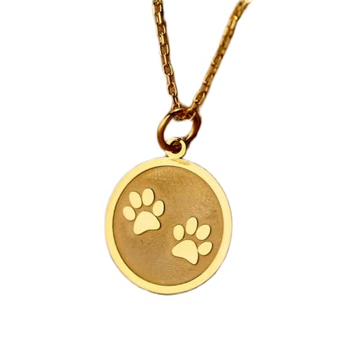 Collier empreinte chien plaqué or LKBEADS, le cadeau idéal avec pendentif 24 mm et chaîne 45 cm