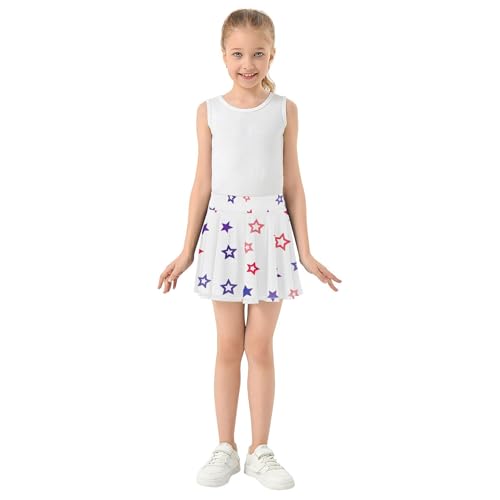 Girls Skorts Athletic Shorts Toddler Tennis Skirts Flowy Cheer Skirt Red Blue Stars White 3t3