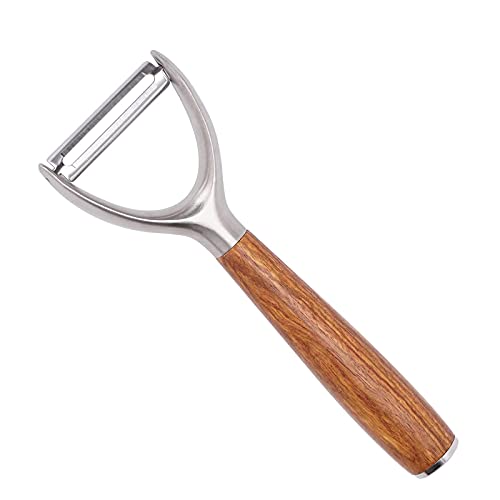 FLYAMAPIRIT Edelstahl-Schäler Küchen-Obst-Gemüse-Schälwerkzeug mit Holzgriff