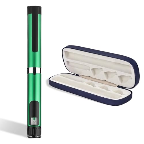 60 Unit Peptide Pen Reusable Injector Metal Pens with Travel Case Universal Compatibility for Home Work Outdoor Activities (Green)