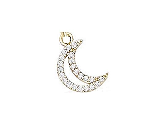 Pendentif croissant de lune ajouré serti CZ plaqué or 750/000 bijou femme de créateur