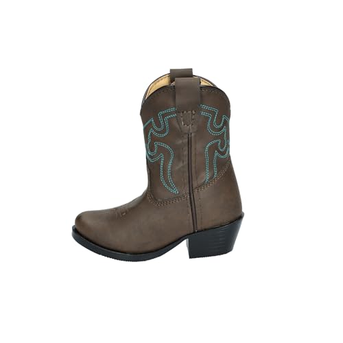 Image of Smoky Mountain Boots Toddlers' Monterey Western Boot, Brown /Turquoise Stitch, Medium, Size 6