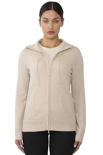 Image of JENNIE LIU Women's 100% Pure Cashmere Long Sleeve Zip Hoodie Cardigan Sweater