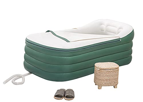 ThermaeStudio Mobile bathtub,Inflatable bathtub -SPA bathtub - Foldable,Portable,Freestanding | with Electric Air Pump | Designed in Rome (Olive)