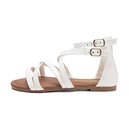 Image of FUNKYMONKEY Girls Gladiator Strap Sandals Flat Thong Cross Strappy Sandals