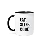 3dRose mug_180391_4 Eat Sleep Code - computer coder Programmer love to program Coding - Two Tone Black Mug, 11oz