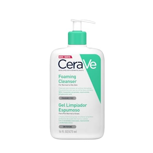CeraVe Gel Limpiador Espumoso Libre de Fragancia para Piel Normal o Grasa - 1 x 473 ml