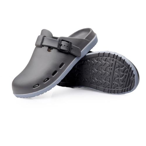 Image of Unisex Black Clogs with Adjustable Buckle Strap | Lightweight EVA Comfort Slip-On Sandals for Casual Wear & Outdoor Use