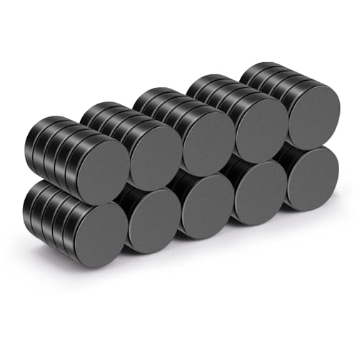 TRYMAG Small Refrigerator Magnets, 50Pcs Rare Earth Magnets, 10x3MM Black Strong Neodymium Disc Magnets for Fridge, Whiteboard, Billboard, Crafts, Office, Tiny Round Button Magnets