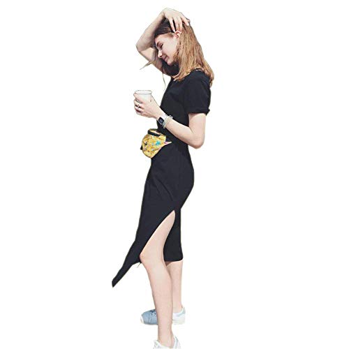 Maxi T Shirt Dress Women Summer Beach Casual Cotton Vintage Sexy Black Bodycon Party Long Dresses Sundress Plus Size (Black, Small)