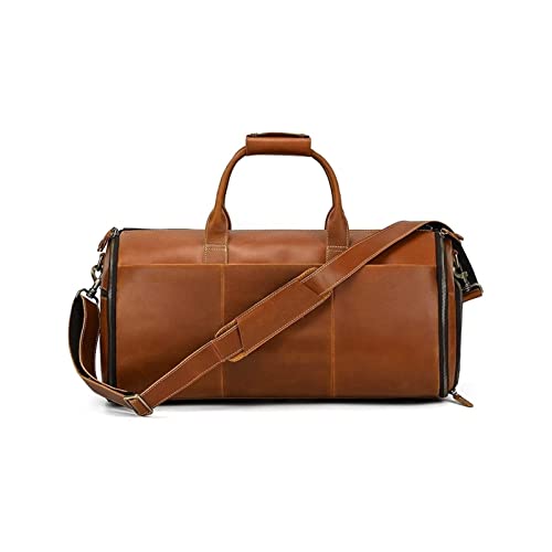 Travel Bags for Mens, Genuine Leather Duffle Bags for Men, Handbags Briefcases Mens Shoulder Bags (Brown)