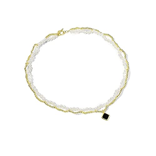 SXSWCH Collar Delicado Collar de Estilo Barroco Collar con Colgante de Perlas de Lujo Ligero de Moda Cadena de clavícula de Alta Gama Adecuado para Citas, Collares de Fiesta para Regalo de Mujer