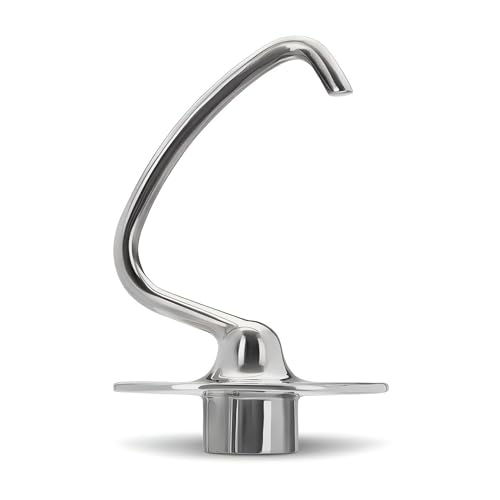 Stainless Steel Dough Hook for Kitchenaid 4.5/5 Qt Tilt Head Stand Mixer, Dough Hook Attachment for KSM45, KSM75, KSM90, KSM150, Heavy Duty, Circular Lid, Dishwasher Safe