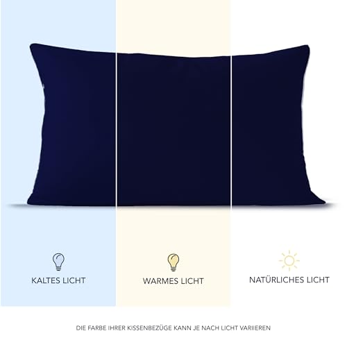 Dreamzie Kissenbezug 40 x 80 (Set mit 2) - 100% Jersey Baumwolle 150 g/qm Kissenbezüge -Dunkelblau - Für Kissen 40 x 80 cm - Kissenhülle - Kissenbezug - Resistent und Hypoallergen 5