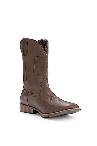 iuv cowboy boots for men wide western boot traditional american flag retro square toe country work boots