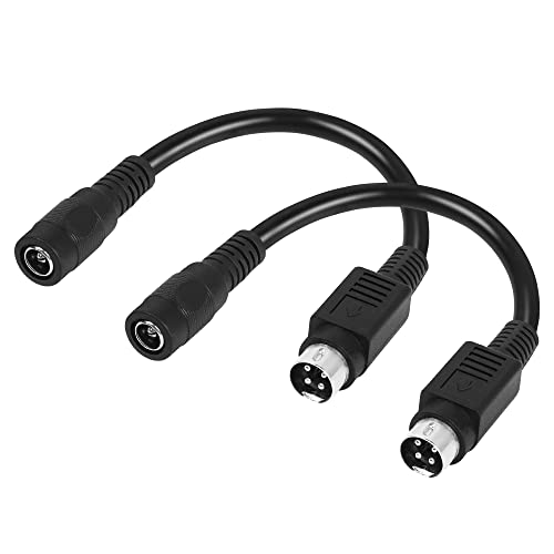 PNGKNYOCN 15 cm 4-poliges DIN auf 5,5 x 2,1 mm DC-Stromkabel, kurzes Kabel für CCTV-Kamerasystem, Ladegeräte, Adapter (2er-Pack)