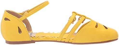 Bettie Page Women's BP100-POLLY Mary Jane Flat, Yellow, 10 | Image 5