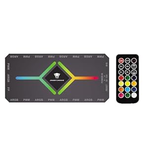 ARGB PWM Case Fan Hub, Unlimited Remote Lighting Controller with 9-Port 12V 4-Pin ARGB Fan & PWM Fan Splitter Magnetic Design with SATA Power PC Fan Controller(Black)