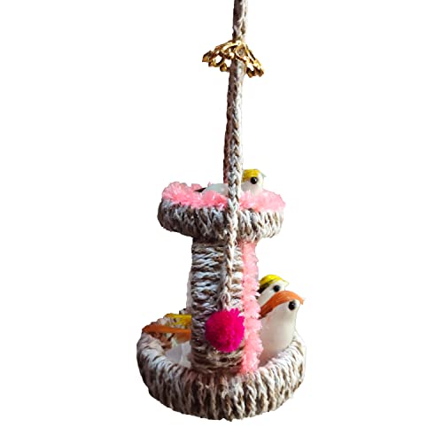 "Add a Natural Charm to Your Home with Handcrafted Blue Jute Balcony Hanging Birds Nest - Perfect for Decorating Hallways, Patios, Gardens, Trees, and More!"