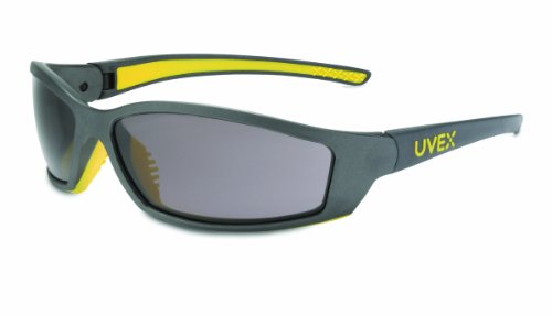 Uvex SX0401 SolarPro Safety Eyewear Gray Supra-Dura Hardcoat Lens, Gray and Yellow Frame