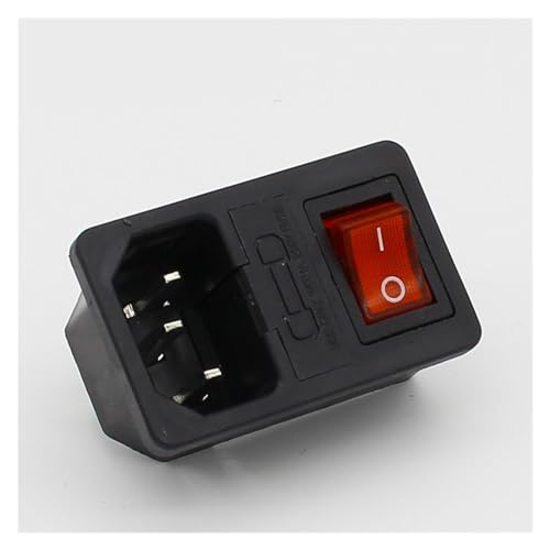 Interrupteur à bascule rouge avec fusible 10A et prise IEC 320 C14 pour connecteur d'alimentation