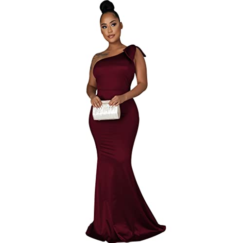 Image of FairyLove Women's One Shoulder Sleeveless Formal Ruched Bodycon Fashion Dress Belted Cocktail Dresses