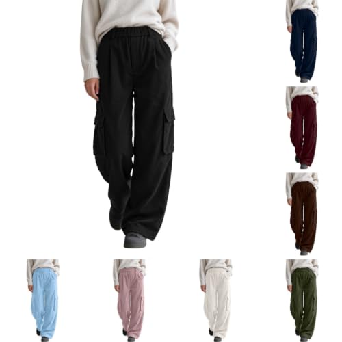 Corduroy Cargo Pants Women | Loose Fit Elastic Waist Casual Wide Leg Pants - image 1