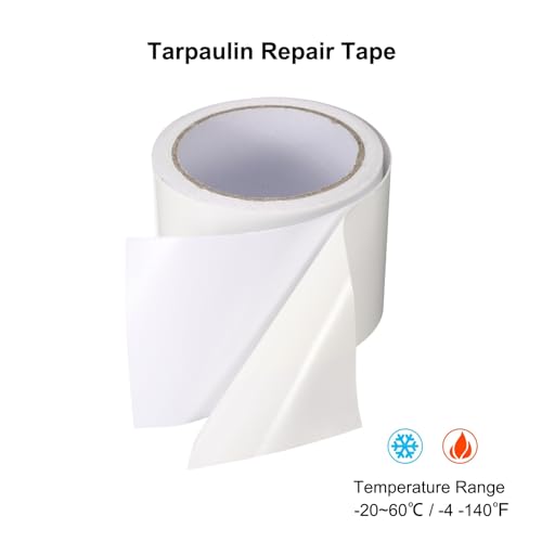 Image of PATIKIL Tarpaulin Repair Tape 3.15 inch x 16', PVC Waterproof RV Awning Repair Tape Patch for Outdoor Use Tent Repairing Home Improvement, White