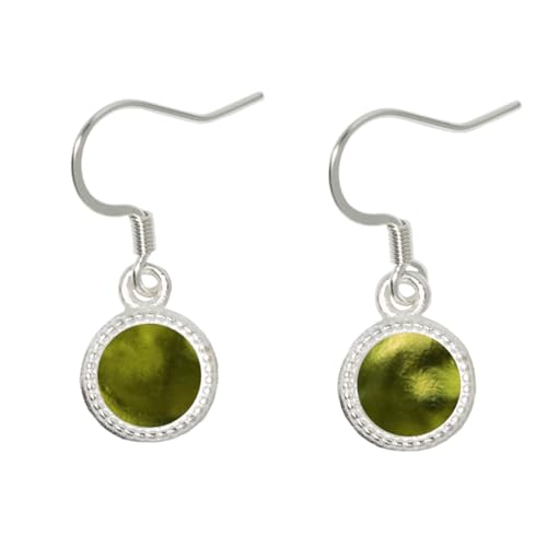 Bottled Up Designs Handmade Color Dot Earrings, Sterling Silver, Eco Friendly, Recycled Vintage Bottles, Made in USA, Birthday Gifts, Mothers Day, Women, Anniversary (Olive Wine Bottle)