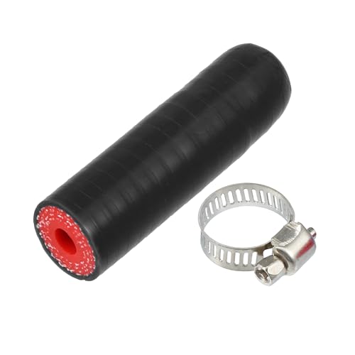 A ABSOPRO シリコンホース シリコーンチューブ シリコンパイプ ラジエーターホース ストレート ホースバンド付き 耐熱 ユニバーサル インタークーラー ホース 強化シリコーンクーラントキャップ 内径6mm 厚さ5mm 長さ60mm ブラック