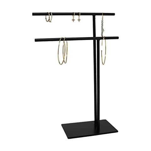 LaLe Living Butik Iron Jewellery Stand in Black 25 x 18.5 cm Jewellery Storage for Necklaces, Bracelets and Earrings Cover