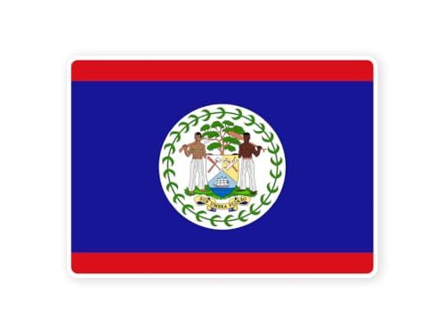 Sticker drapeau BELIZE belizien 10cm(S) - 28cm(XL) autocollant bord blanc (taille S : 10cm x 7cm)