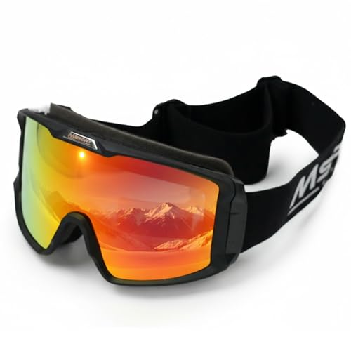 Msport Máscara de Esquí y Snowboard REVO HD Vision – Gafas de Ventisca Antivaho, Protección UV400, Compatible con Gafas de Vista (OTG)   Naranja