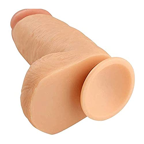 Realistischer Dildo Analdildo Analplug, Größe 24cm*7cm, mit Starkem Saugnapf für Freihändiges Spielen, Flexibles Sexspielzeug mit Großem Penis und Schwanz (Fleisch) – Bild 5