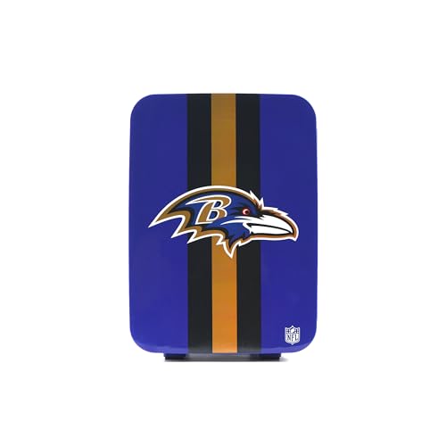 Image of Ukonic NFL Baltimore Ravens 15-Can Mini Fridge 10L - AC /DC Powered, Official Team Colors & Logo, Portable Cooler for Tailgates, Home, Office, or Car