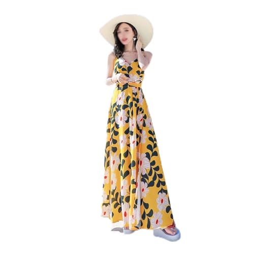 Robe de plage halter strap jaune super fairy slim en XL pour femme