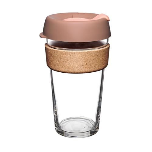 KeepCup Brew Cork - Taza de café reutilizable de vidrio templado y corcho natural, L 454 ml - Frappe KeepCup Brew Cork - Taza de café reutilizable de vidrio templado y corcho natural, L 454 ml - Frappe