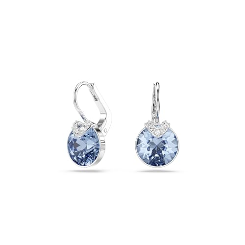 Swarovski Bella V Drop-Ohrhänger, Rhodinierte Ohrringe mit Hellblauen Kristallelementen im Rundschliff, Größe: 1.9 x 1 cm