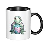 WBQLSL Taza de cerámica de doble color de tortuga colorida, taza clásica de mango grande, adecuada para oficina y ocio en casa, apta para microondas