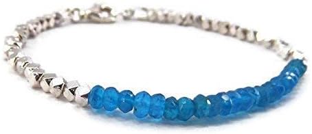Beaded Blue Apatite Natural Gemstone Stacking Bracelet - Image 2