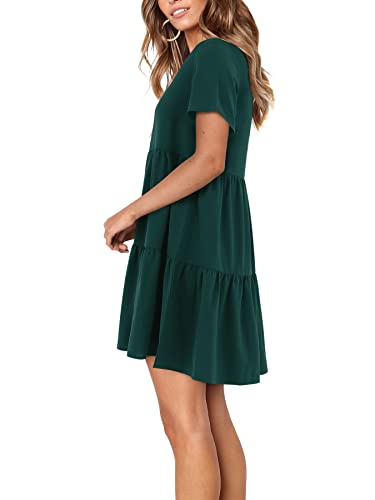 Amoretu Summer Swing Shift Dresses Short Sleeve Tunic Dress For Women Green M #TOP1