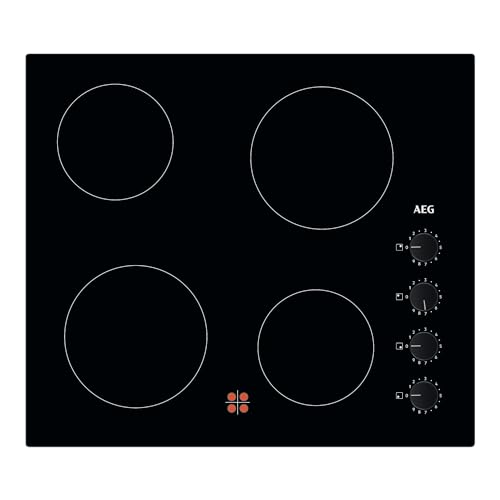 AEG Série 3000 - Plaque de cuisson radiante en céramique - HK614000CB - 4 zones de cuisson - 60 cm - Boutons de contrôle - Indicateurs de chaleur résiduelle - Facile...