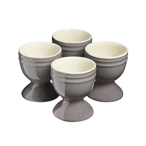 Cooks Professional Set of 4 Colourful Egg Cups | 40ml Durable Chip Resistant Ceramic Stoneware Dinnerware Graduated Design Egg Holders | Dishwasher & Microwave Safe | Grey