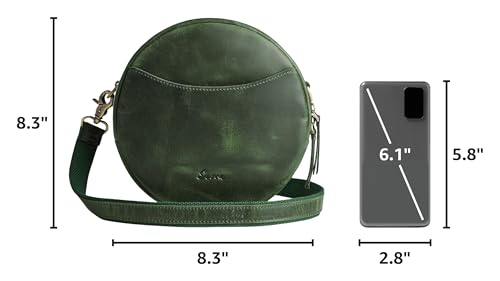 Image of S-ZONE Leather Crossbody Bags for Women Circle Shoulder Round Purse Travel