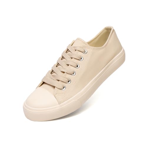 Image of Canvas Shoes for Women, Women's Fashion Sneakers | Casual Low Top, Lace Up, Rubber Sole, Canvas Upper, Cushioned Insole