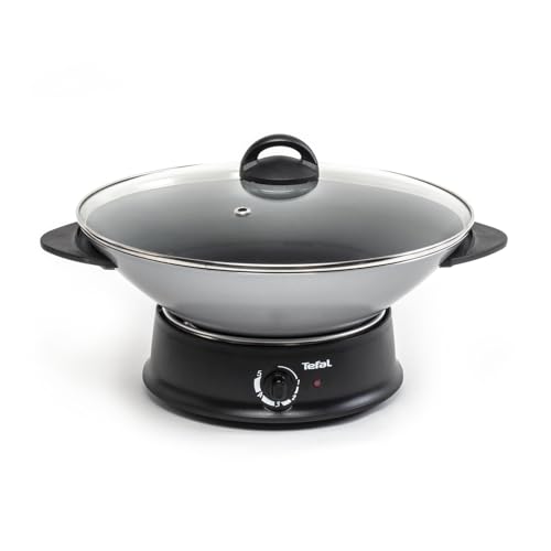 Tefal Multi Wok électrique, Thermostat réglable, Cuisson saine, Indicateur de chauffe Thermo-Spot, Couvercle en verre, Fabriqué en France WO300010